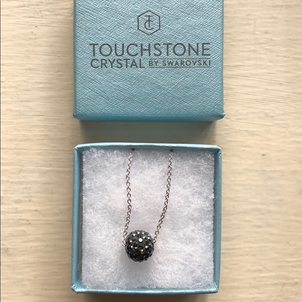 Touchstone Crystal Swarovski Jet Hematite Necklace